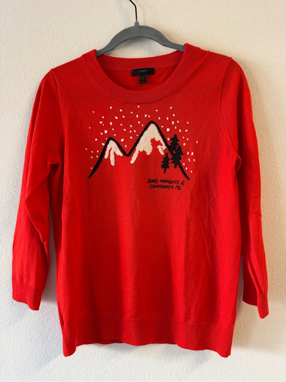 J. Crew Red Mountain Embroidered Crewneck Sweater